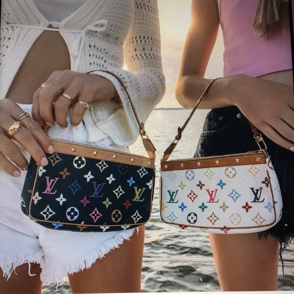 πΊπΊ VINTAGE πΊπΊ Louis Vuitton Murakami multi black Pochette - Picture 2 of 16